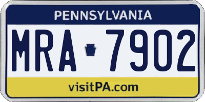PA license plate MRA7902