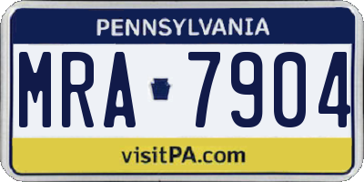 PA license plate MRA7904