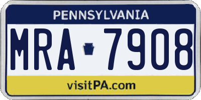 PA license plate MRA7908
