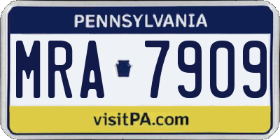 PA license plate MRA7909