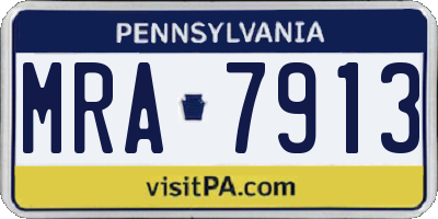 PA license plate MRA7913