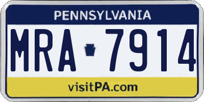 PA license plate MRA7914