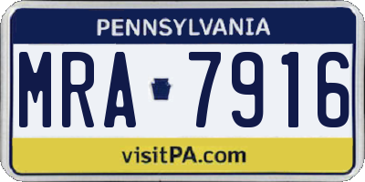 PA license plate MRA7916