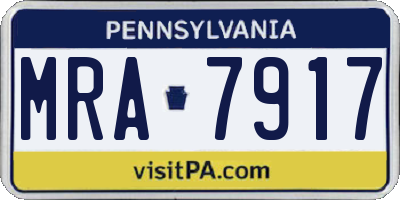 PA license plate MRA7917