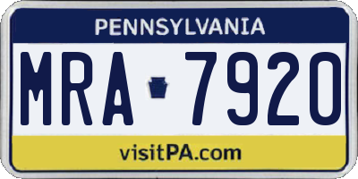 PA license plate MRA7920