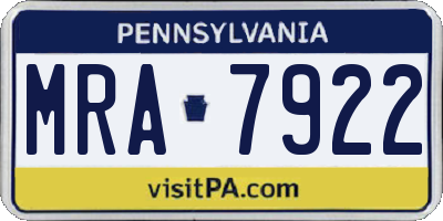 PA license plate MRA7922