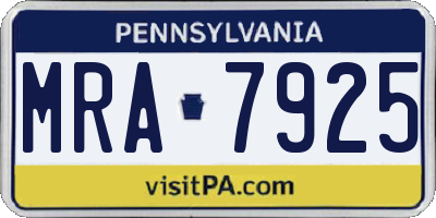 PA license plate MRA7925