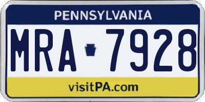PA license plate MRA7928
