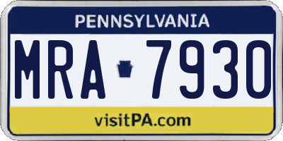 PA license plate MRA7930