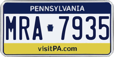 PA license plate MRA7935