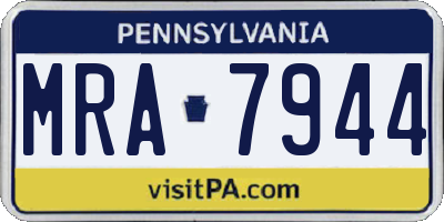 PA license plate MRA7944