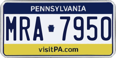 PA license plate MRA7950