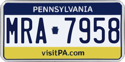 PA license plate MRA7958