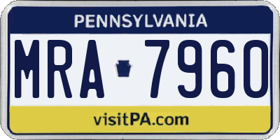 PA license plate MRA7960