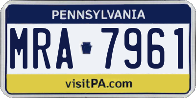 PA license plate MRA7961
