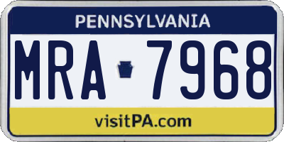 PA license plate MRA7968