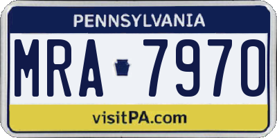 PA license plate MRA7970