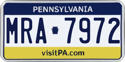 PA license plate MRA7972