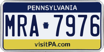 PA license plate MRA7976