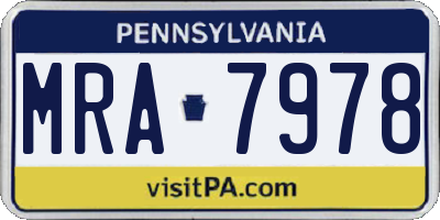 PA license plate MRA7978