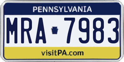 PA license plate MRA7983