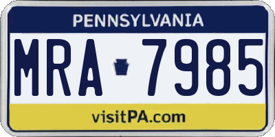 PA license plate MRA7985
