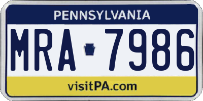 PA license plate MRA7986
