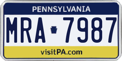 PA license plate MRA7987