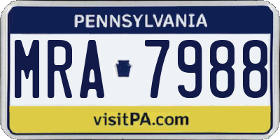 PA license plate MRA7988