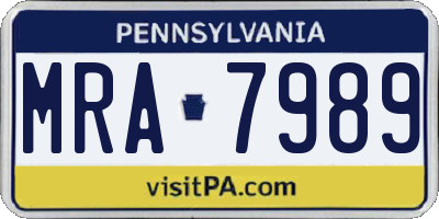 PA license plate MRA7989