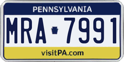 PA license plate MRA7991