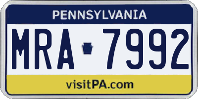 PA license plate MRA7992