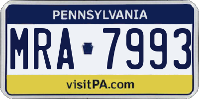 PA license plate MRA7993