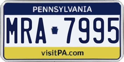 PA license plate MRA7995