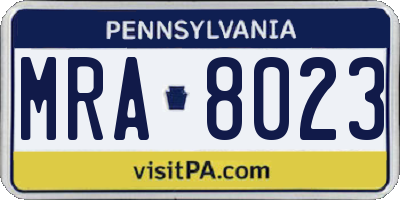 PA license plate MRA8023
