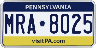 PA license plate MRA8025