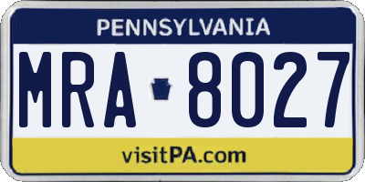 PA license plate MRA8027