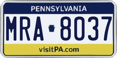 PA license plate MRA8037