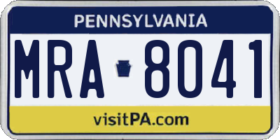 PA license plate MRA8041