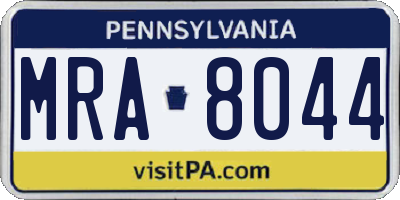 PA license plate MRA8044