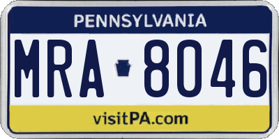 PA license plate MRA8046
