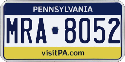 PA license plate MRA8052