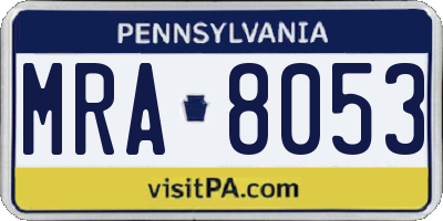 PA license plate MRA8053