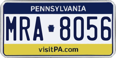 PA license plate MRA8056