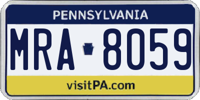 PA license plate MRA8059