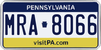 PA license plate MRA8066