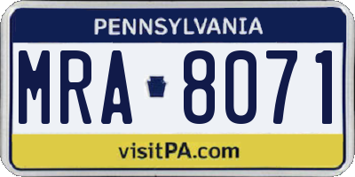 PA license plate MRA8071