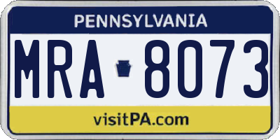 PA license plate MRA8073