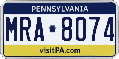 PA license plate MRA8074