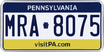 PA license plate MRA8075